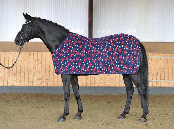 COPERTA PILE "STARS" PONY TG. 95 BROWN-NAVY Lana e Pile 